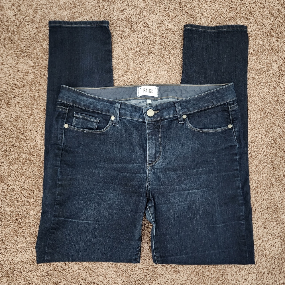 Paige Skyline Skinny Dark Blue Wash Jeans Size 32 - Picture 2 of 6